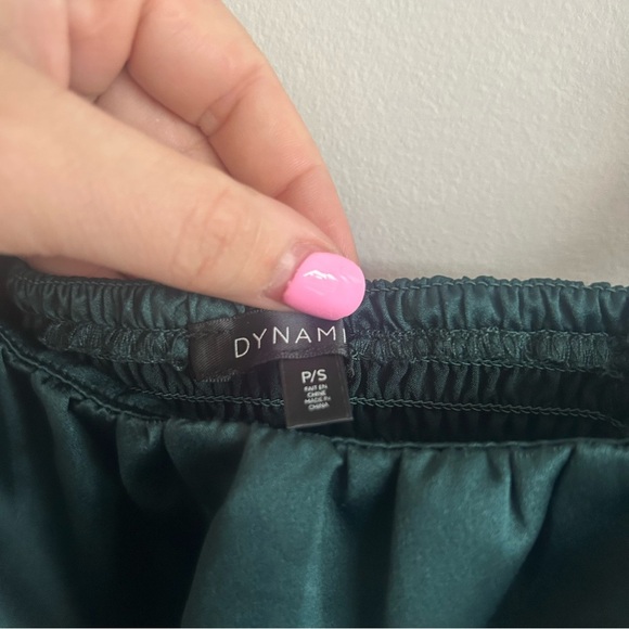 Dynamite, size S, Harlow Satin Ruched Cami in emerald green, rouched back - Picture 3 of 7